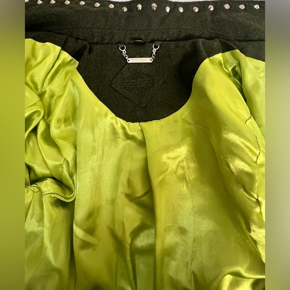 Jou Jou faux leather fleece military jacket punk festival studded medium EUC - Picture 8 of 11